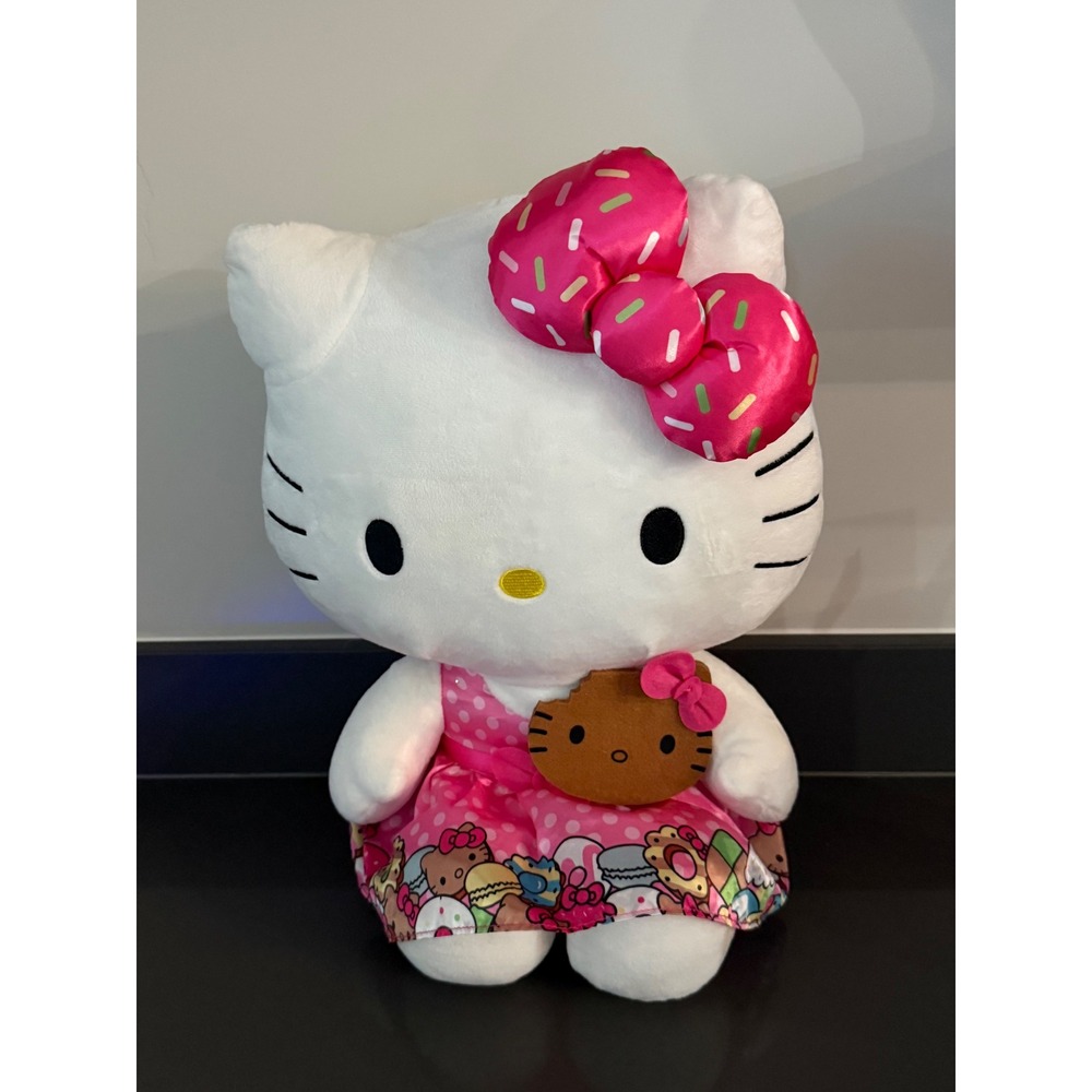 Sanrio Hello Kitty Plush large Pink Polka Dot Sweets Dress Cookie Bow 2022 16"